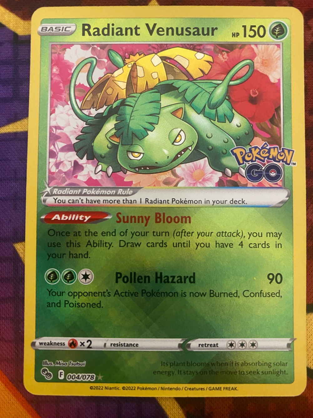 Rare Radiant Venusaur Holographic #004/078 – Pokémon GO Near mint